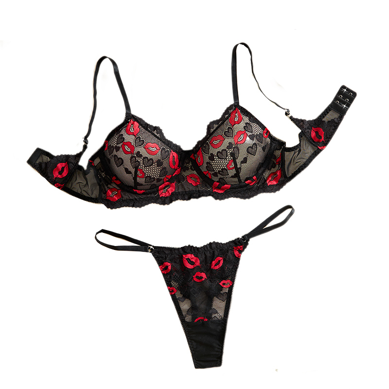 Sheer Bra Lace - Przezroczysta koronkowa bielizna, seksowny zestaw bielizny,