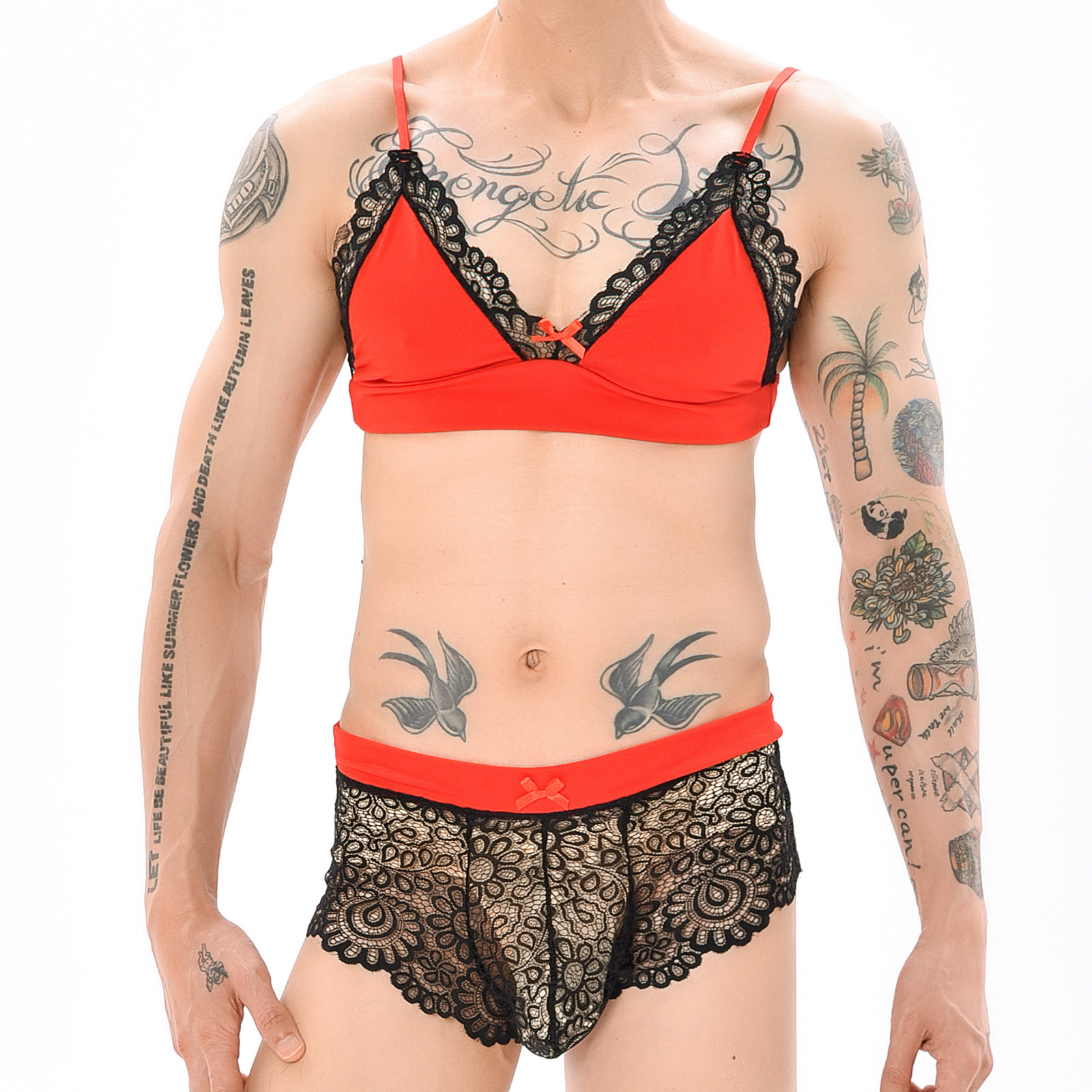 Sheer Bra Lace - Męski Seksowny Zestaw Bielizny Erotycznej Crossdressing